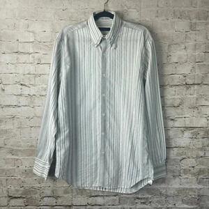 EQUILIBRIO Italia Men's Long Sleeve Button Down Shirt Large White Black Gray Lg